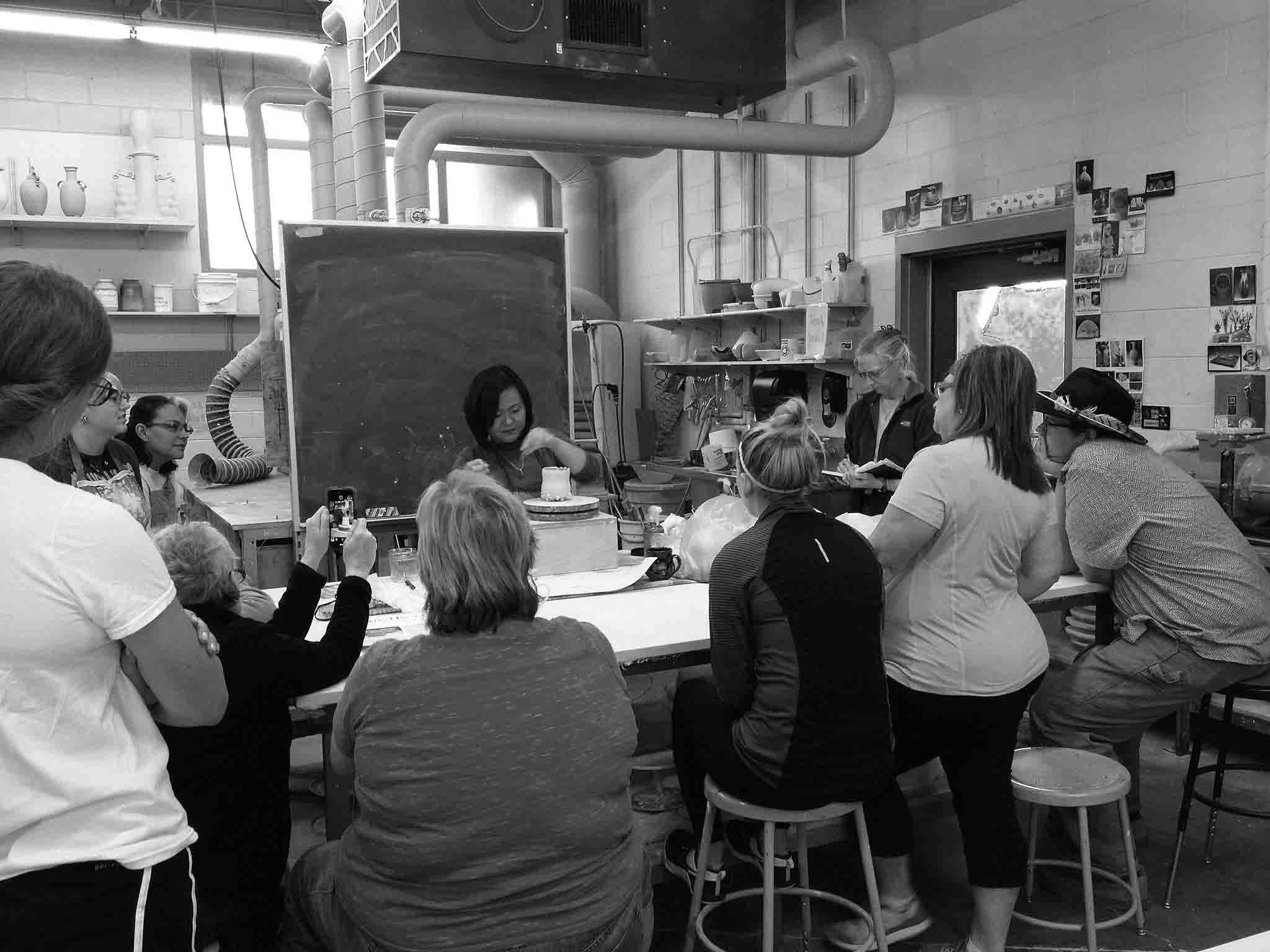 KyoungHwa Oh demonstrating for one of her classes